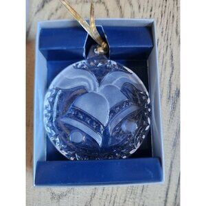 MIKASA Crystal Christmas Ornament BELLS OF JOY Clear Frosted Glass Japan Mikasa